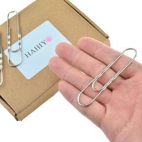 HAHIYO Paperclips Nonskid New Upgrade No Paper Scratch Large 2" Length Paper Clips with Curve Non Skid Heavy Duty Tight Grip Thick Rust Proof Reusable Metal Bright Silver for Home Office 90 Pack