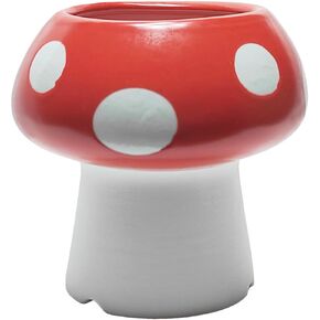Mushroom Pencil Holder for Desk Cute Pen Holder Decoration Accessories Ceramic Pencil Cup Mushroom Decor Succulent Plant Pot Office School Gift (Red)