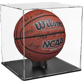 Basketball Display Case Stand,Clear Acrylic Display Case for Action Figures Toys Collectibles,Soccer Ball Display Case,Need self-Assembly(9.8x9.8x11inch;25x25x28cm)