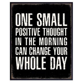 Farmhouse Style Black Office Decor - Positive Quotes Posters - Inspirational Wall Decor - Good Morning Motivational Wall Art & Decor - Personal Growth Man cave Home Decor - Rustic Bathroom Sign