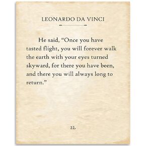 DaVinci - Once You Have Tasted Flight - 11x14 Unframed Typography Book Page Print - Great Decor and Gift for Pilots Under $15