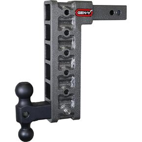 GEN-Y GH-316 MEGA-Duty Adjustable 12.5" Drop Hitch with GH-031 Dual-Ball for 2" Receiver - 10,000 LB Towing Capacity - 1,500 LB Tongue Weight