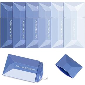 White Out Correction Tape - 6 Pack Correction Tape, Cute White Out Tape, 19.69FT Each Whiteout Tape, Easy To Use Applicator for Instant Corrections, Quick Dry White Out for Office School(Blue)