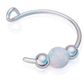 opal faux Nose Ring - 20 Gauge 925 sterling silver faux opal Nose Piercing hoop