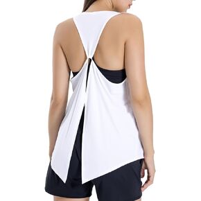 Workout Tops Open Back Shirts Gym Workout Clothes Tie Back Musle Tank for Women