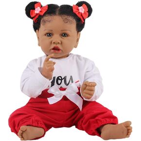 HOOMAI Lifelike Reborn Baby Dolls with Soft Body African American Realistic Girl Doll 22.8 Inch Best Birthday Gift Set