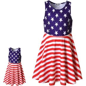 Jxstar Matching Girls & Doll Flower Dresses Sleeveless Summer 18" Dolls Clothes