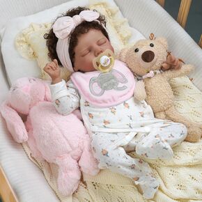 BABESIDE Reborn Baby Dolls Black Girl - 17inch Soft Realistic African American Baby Doll Poseable Sleeping Real Life Baby Dolls with All Accessories, for Little Girls, Elderly
