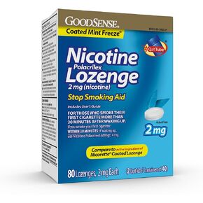 GoodSense Coated Ice Mint Nicotine Polacrilex Lozenges, 2 mg, Stop Smoking Aid, 80 Count