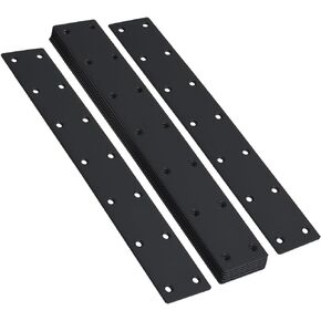10-7/8"Long Black Flat Mending Plate with 12 Counter Sunk Screw Holes, 1.97" Wide, Stainless Steel Joint Straight Bracket Braces Straps Repairing Fixing Connector for Supporting Backing (10 Pack)