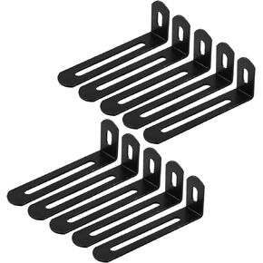 10Pcs 1.5x0.94x0.47inch(38 x 24x 12mm) Stainless Steel Right Angle Brackets, Black L-Shape Corner Brace Support for Cabinet DIY Furniture Case with Screws