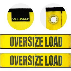 VULCAN Oversized Load Banner for Escort Vehicles - 2 Pack - Mesh - 12 Inch x 60 Inch