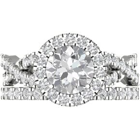 Clara Pucci 1.92 ct Round Cut Genuine Zircon 14k White Gold Halo Solitaire W/Accents Wedding Bridal Engagement Set Ring Band
