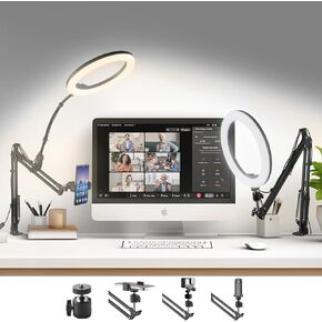 Zoom Lighting for Computer Video Conference, 10 Inch Ring Light with Stand for Video Recording, Working, Learning, Zoom Call, Webcam Laptop Light with Phone Holder for Podcast Live Streaming