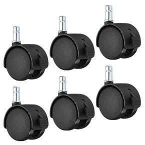 PATIKIL 2 Inch Swivel Casters, 6 Pack Nylon 360 Degree Universal Circlip Swivel Stem Wheels with Brake for Chair Furniture Replacement, Black in Kuwait