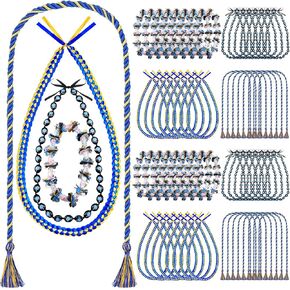 QUELAY 16 Pcs Graduation Lei Necklace Ribbon Lei Kukui Nut Leis and Candy Lei Making Kit Candy Dessert Filler Graduation Gift for 2024 Graduation Party Supplies in Kuwait
