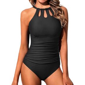 Yonique Women One Piece Swimsuit Tummy Control High Neck Bathing Suit Slimming Swimwear
