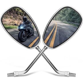 مرآة دراجة نارية متوافقة مع هوندا كاواساكي فولكان 1500 سوزوكي Intruder1400/1500/700/750/800 Volusia 800 Universal 10 مم كروم للدراجات النارية مرآة الرؤية الخلفية مقبض بار مرآة الدراجة النارية in Kuwait
