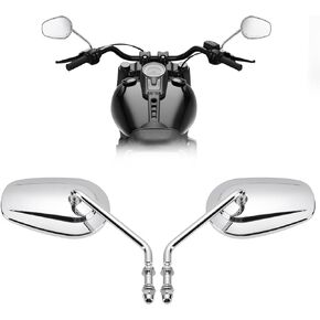 KEMIMOTO Rear View Side Mirrors,Chrome, Longer Stem Motocycle Mirrors for Road King Sportster Street Electra Glide Softail Dyna Road Glide Rear View Chrome 1982-2020 2021 2022 2023