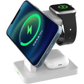 Brookstone 3 in 1 Wireless Charging Station Compatible with MagSafe Charger for Apple Fast Wireless Charger Stand for iPhone 15,14,13,12 Pro Max Series, iWatch Series, Airpods 3, 2, Pro