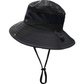 HLLMAN Boys Mesh Sun Hats - Breathable UPF 50+ Wide Brim Fishing Hat Adjustable Kids Sun Hats for 2-10Yrs