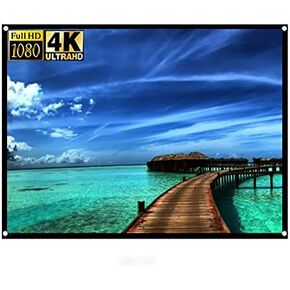 72inch HD Anti Crease Portable Projection Screen,Foldable Non Crease White Projector Curtain Projection Screen,for Wall/Bound onto a Frame,Support Double Sided Projection for Home/Open air