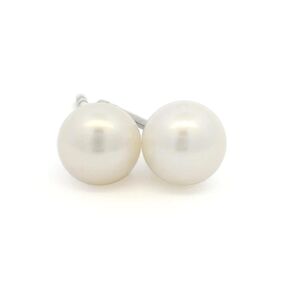 F136 Pure Ttitanium Hypoallergenic White Freshwater Cultured Pearl Stud Earrings for Women Girls (8mm)