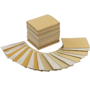 S SATC 1/4 Sheet Size Gold Sandpaper 100PCS Hoop and Loop Sandpaper 5.5" x 4.5" Sanding Sheets for Palm Sander 220 Grit Sandpaper Sheets for Wood Woodworking and Automotive