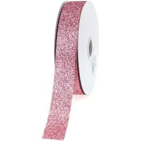 Homeford Firefly Imports Glitter Ribbon Wrapping, 7/8-Inch, 25 Yards, Light Pink, 7/8"