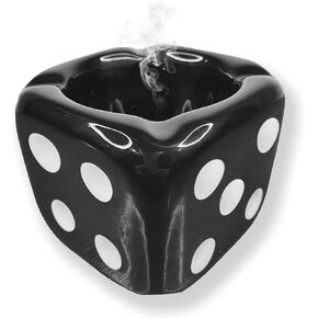 Ashtrays for Cigarettes Dice Ash Tray - Premium Ceramic Retro Cool Ashtrays Gifts for Smokers Home Ashtrays for Indoor Outdoor Patio Desktop Decor Unique Fancy Ashtray Cute Ashtray Black