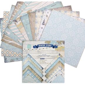 24 Patterned Papers for Crafts 6"x 6", DIY Photo Frame Background Decorative Page Single-Sided Patterned Paper Pack for Cardmaking Photo Frame Decor