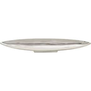 Deco 79 Aluminum Metal Living Room Decor Tray Long Slim Ottoman Tray with Elevated Base, Serving Tray 34" x 5" x 3", Silver
