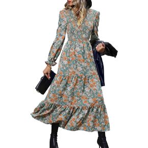 Women Spring Fall Long Dresses, Casual Floral Sexy V Neck Maxi Dress, Wedding Guest Party Engagement Bodycon Dress