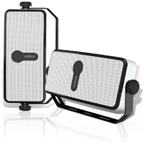 Inwa Bluetooth Outdoor Speaker, IPX5 Waterproof Wall Mount Speaker, Wireless Sync Up to 100 Speakers, Connect Seamlessly to Phone, Computer, Echo Dot, Suitable for Patio, Porch, Gazebo, Garage, 2 PCS