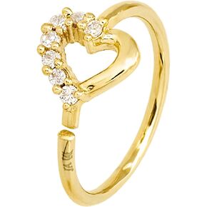 Jewelry Avalanche 20G 14K Yellow Gold Heart-shaped Nose Hoop Ring Twist-open 5/16"(8mm) Nose Ring, Unisex, Diamond Simulated CZ Stones 14KNH36HRT-CZYG