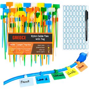Zip Tie Tags Labels 250pcs 6" Zip Ties With Label Tags, Cable Ties With Labels, Essential For Organization, Cable Tie Tags With Plastic Tags, Waterproof Tags, Label Mark Tag Outdoor (Muti Color)