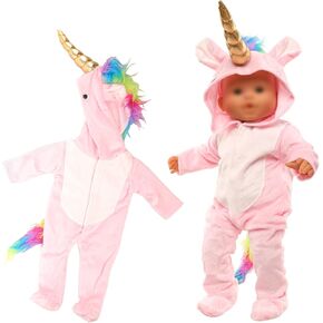 Miunana ملابس دمية الطفل اليدوية الزي غير الرسمي بذلة يونيكورن اليومية مع قبعة لمدة 14-16 بوصة بيتي ملابس دمية طفل مجموعة هدية عيد ميلاد فتاة in Kuwait