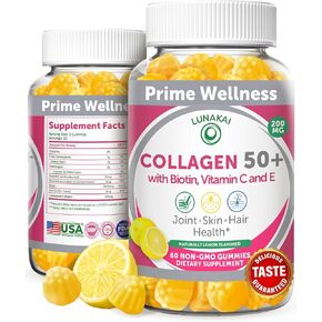 Lunakai Collagen Gummies with Biotin for Men & Women Over 50 - Delicious Proprietary Formula with Zinc Vitamin C & E - Anti-Aging & Joint Support 60ct