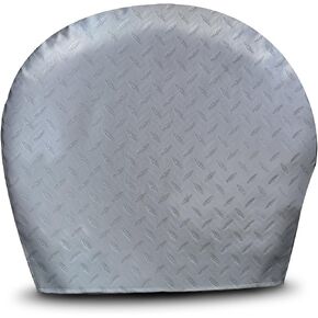 ADCO 3752 Silver #2 Diamond Plated Steel Vinyl Tyre Gard Wheel Cover, (Set of 2) (Fits 30"-32")
