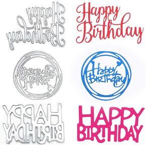 Happy Birthday Die Cuts for Card Making, 3 Pieces Metal Word Cutting Dies Embossing Template for DIY Scrapbooking Photo Album Paper Decorative