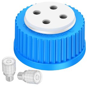 GL45 3-Port Cap/Safety Filling Cap for 1/8" Inch OD Tubing,Solvent Delivery Cap with Two 1/4"-28 Thread Inserts Holes,for Glass Bottles by ZHANXUBIO (3 Ports for 1/8" Tubing)