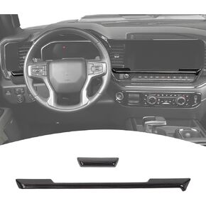 for Silverado Center Dashboard Panel Trim Cover Decals for Chevy Silverado 2022 2023 2024 Black Wood Grain Interior Accessories 2pcs