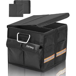 Trunk Storage Organizer with Lid, 35cm Small 36L Collapsible Car Trunk Organizer,Small Car Organizer Aluminium Handle, Car Accessories for Sedan Auto SUV Truck Minivan Road Emergency Black in Saudi Arabia