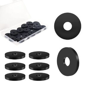 Rubber Washers - 32PCS Flat Rubber Washers for Bolts Spacers, 1 1/2" OD x 3/8"ID x 1/8 Inch Thickness, Heavy Duty Abrasion Resistant Rubber, Black Vibration Damping Pads