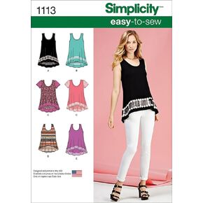 Simplicity US1113A Learn to Sew Misses' Knit Top Sewing Pattern Kit, Code 1113, Sizes XXS-XXL