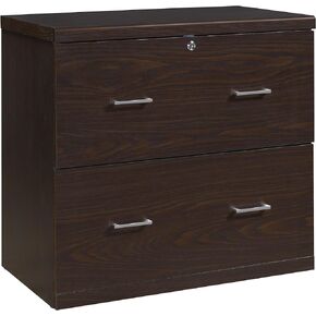 OSP Home Furnishings Alpine 2-Drawer File Cabinet with Locking Top Drawer and Lockdowel Fastening System, Lateral, White