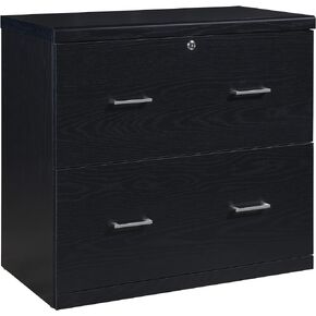 خزانة ملفات OSP Home Furnishings Alpine ذات درجين مع قفل للدرج العلوي ونظام تثبيت لولبي، جانبي، أبيض