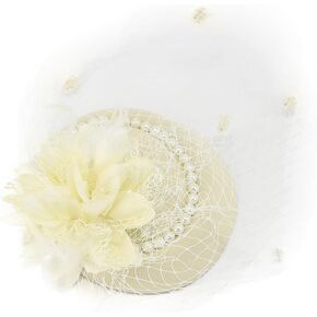 Coolwife Fascinator القبعات قبعة مستديرة قبعة البريطانية الرامي قبعة زهرة الحجاب الزفاف قبعة الشاي حزب قبعة