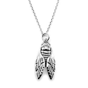 Sterling Silver Cicada Charm Necklace, 18"