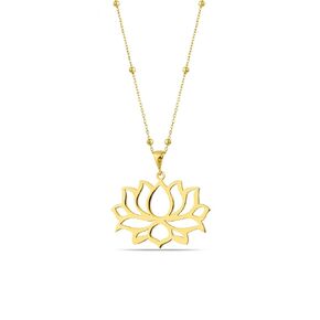 Lotus Flower Necklace. CELEBRITY FAVORITE 18K Gold plated Sterling Silver Minimal and Trendy Jewelry for the perfect gift of love (Gold)